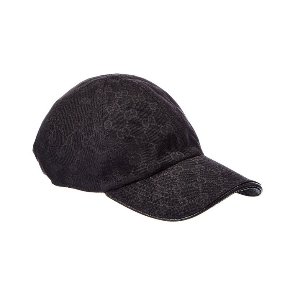 Gucci Gg Canvas Leather-Trim Baseball Cap, Black